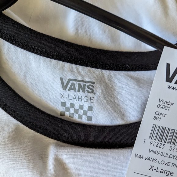 New Vans Womens XL White Ring Neck Tshirt - Picture 5 of 5